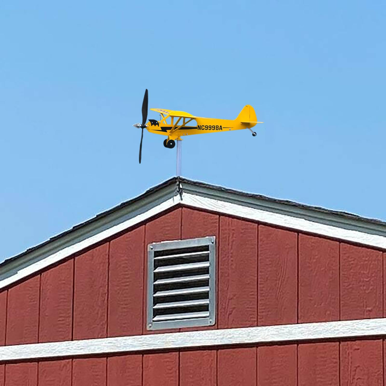 Aereo Segnavento Da Giardino In Metallo, Banderuola Segnavento Aereo, Banderuola Per Aereo Piper J3, Indicatore Di Direzione Del, Campanello A Ven-to Decorazione Per Giardino Tetto Esterni