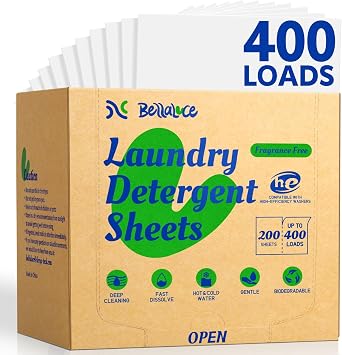 BellaLuce Laundry Detergent Sheets - Fragrance Free, 400 Loads