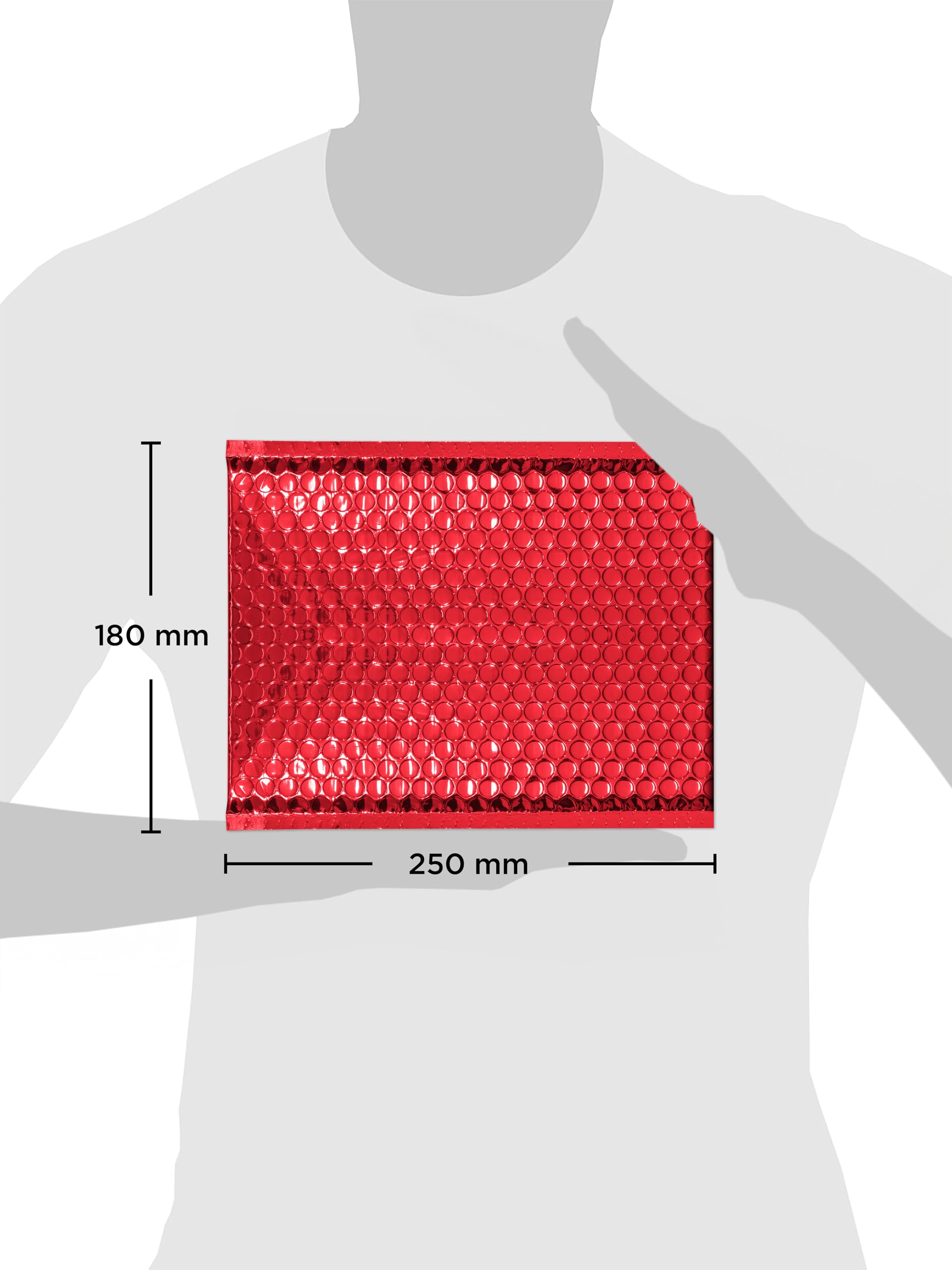 Blake Colour Packaging 250 x 180 mm 70 Mu Busta a bolle metallica Stacca e sigilla (MBR250) Rosso festivo, Confezione da 500