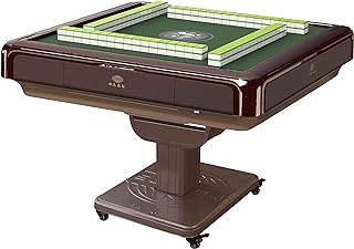 Folding Automatic Mahjong Mah jongg Table 36mm American Mahjong Numbered Tiles Foldable Style with 2 Sets of Tiles + 4 Racks Built-in Hard Table Cover