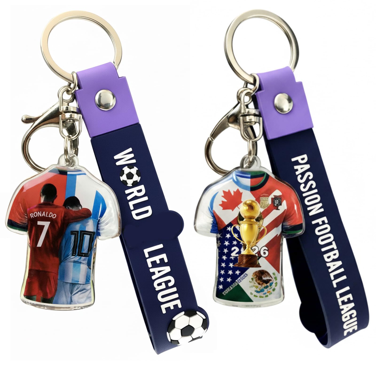 Yunlijia Unisex Red World Cup Football 2026 Double Sided Printing On Acrylic Celebrate The Legends With Key Ring For Men Women Fans Friend Colleague Birthday Decoration Gifts Souvenir For Backpack Car Keys Accessories