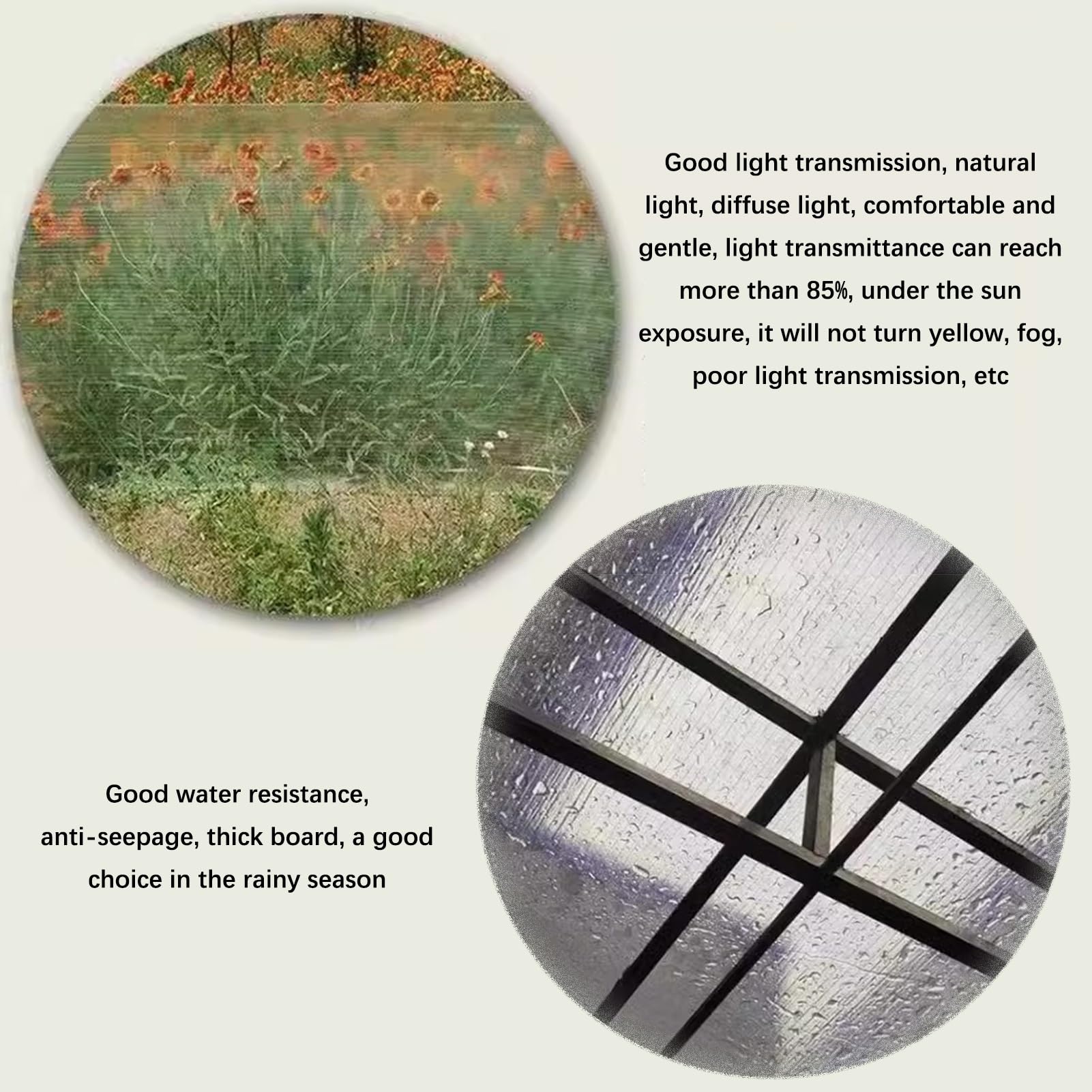 Foglio di copertura in policarbonato, Pannello trasparente resistente ai raggi UV di protezione dell'isolamento antipioggia, pannelli di illuminazione per baldacchino all'aperto dell'azienda agricola