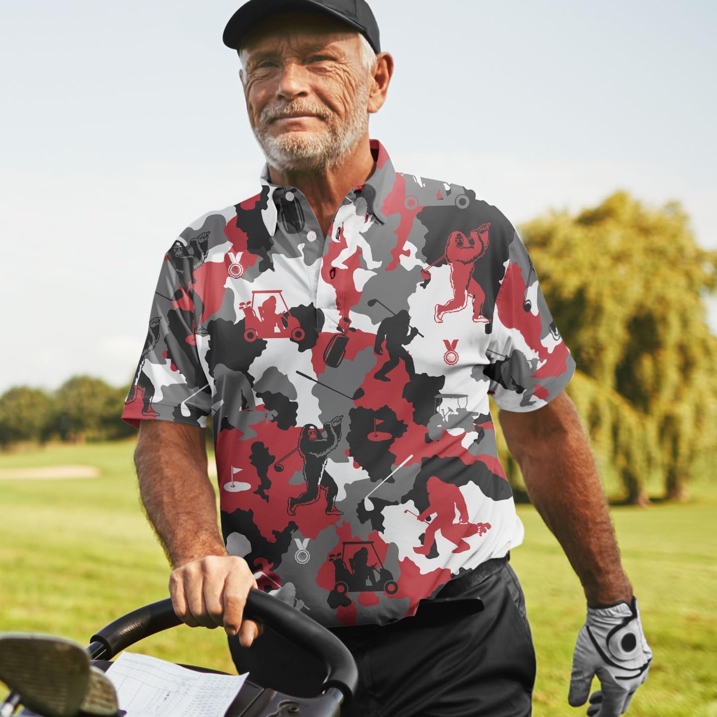Funny Golf Polo Shirts for Men Tropical Golf Polos Mens Polo Shirts Short Sleeve Button Up Shirt Men PO3