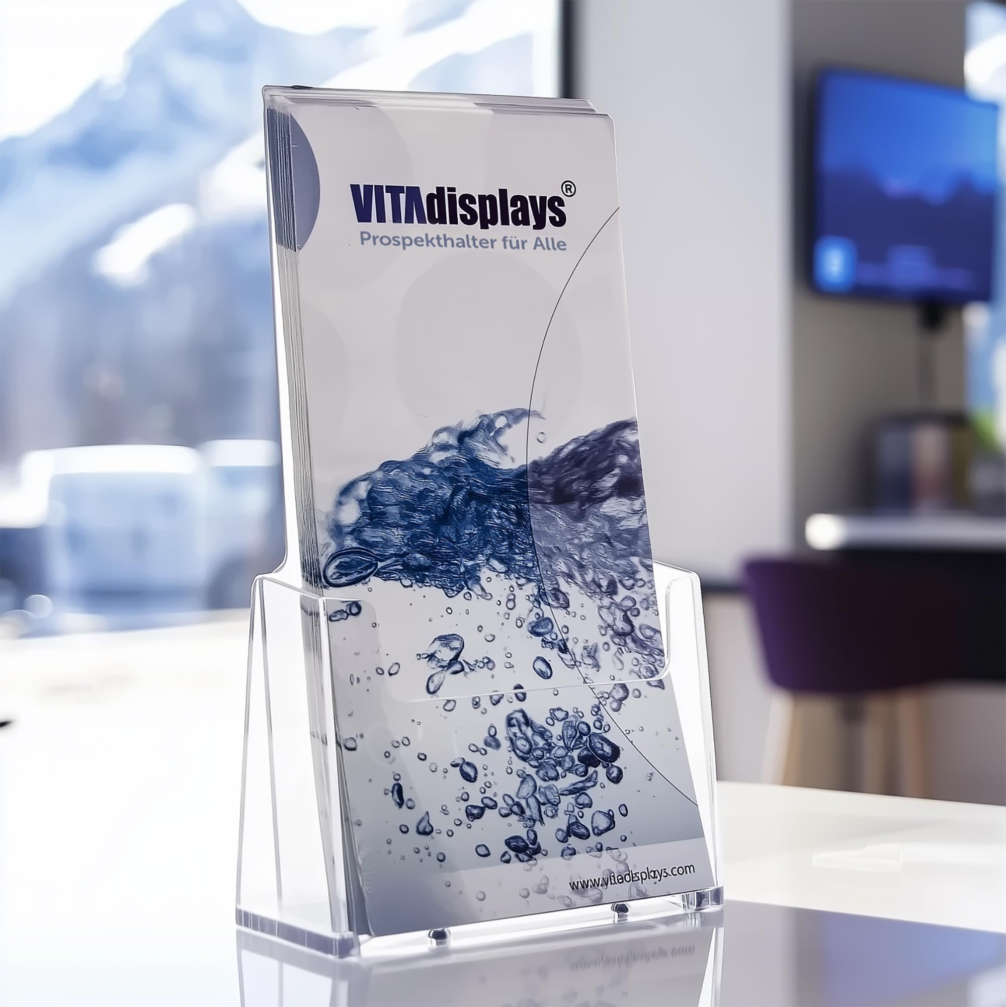 VITAdisplays Porte-brochures DIN Lang (DL) de table transparent polystyrène