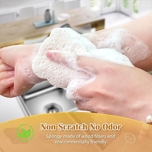 Miniatura 4 de Paquete de 9 esponjas de platos de dibujos animados para lavar, esponjas de cocina ecológicas resistentes, exfoliantes comprimidos antiarañazos con