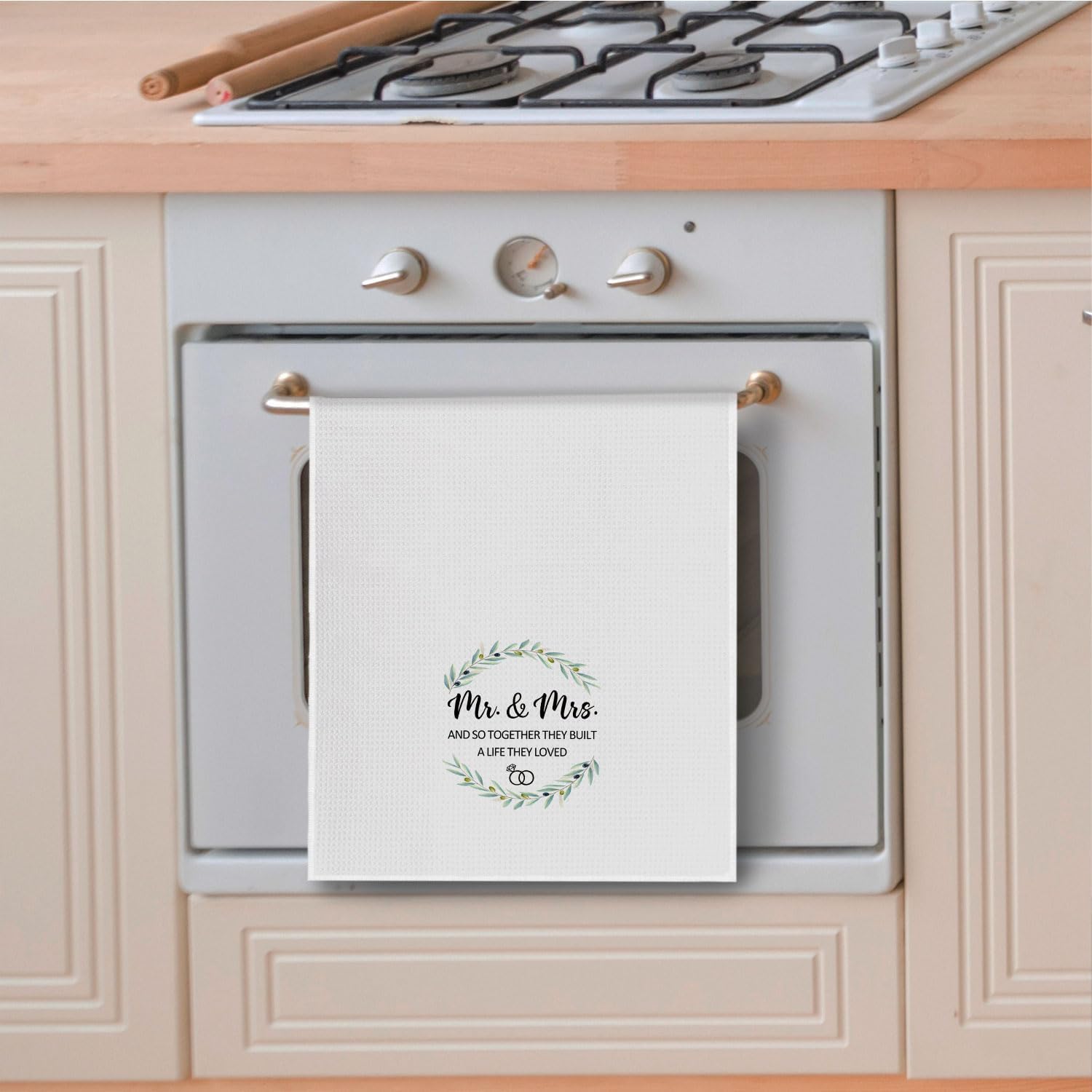 Bride and Groom Mr and Mrs Gifts Dish Kitchen Towels, Wedding Gifts for Couples Bride Groom Newlyweds Dish Tea for Kitchen Wedding Decor, Just Married Towel for Bathroom Decor, 16x24 Inches - Image 3