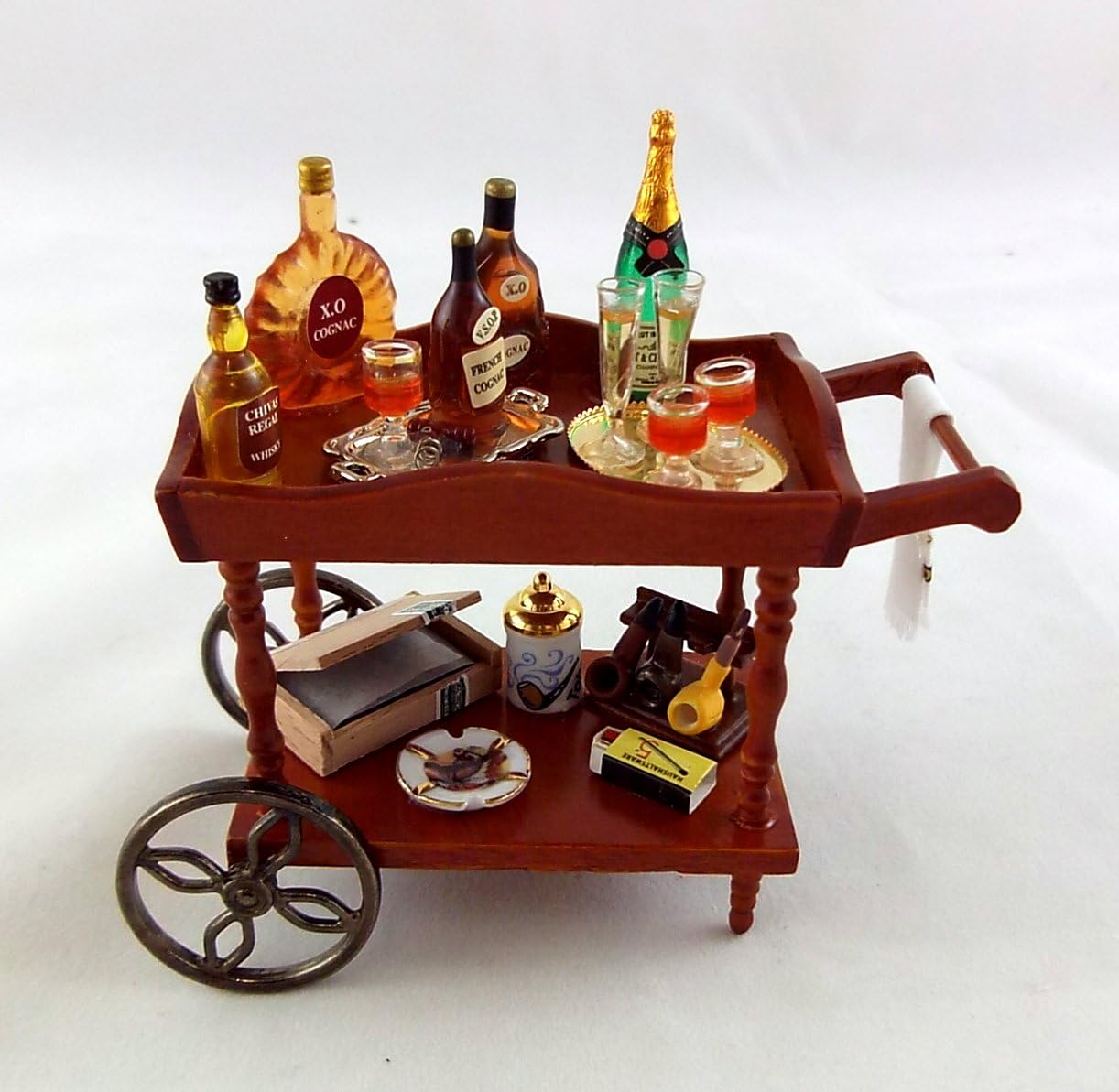 Melody Jane Dolls Houses Dollhouse Reutter Porcelain Furniture Gentlemens Serving Cart Drinks Trolley