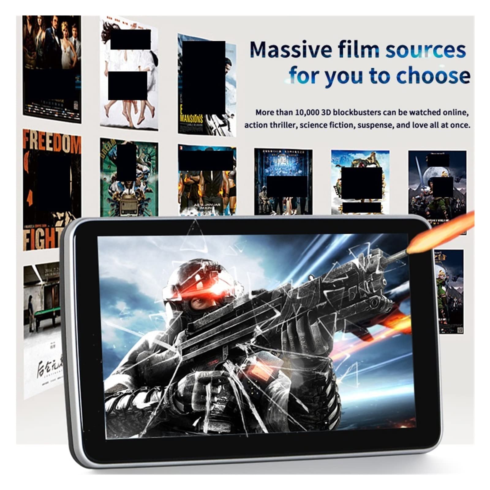 Telewizor w Zagłówku, Monitor zagłówka 10.1 Cal samochodowy odtwarzacz multimedialny IPS ekran dotykowy samochodowe tylne siedzenie wideo Tablet(1 PCS Android 11)
