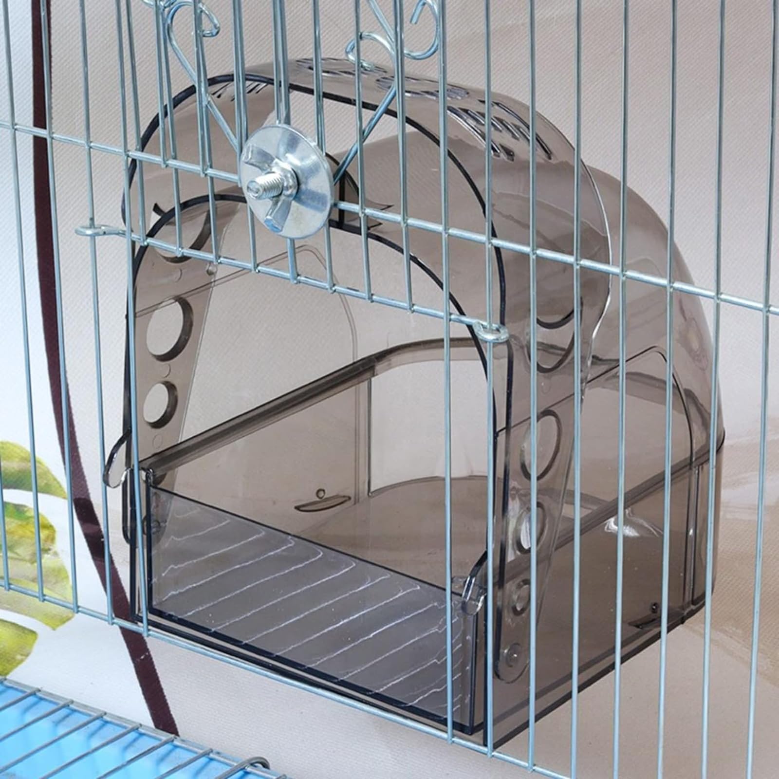 Bain d'oiseau Suspendu Cube Bain d'oiseau Baignoire boîte de Bain Mangeoire à Oiseaux pour Fenêtres Bain d'oiseaux canaris alouettes perroquets cacatoès tourtereaux perroquets Bain (Color : Grey)