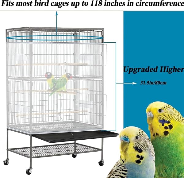 ASOCEA Extra Large Cage À Oiseaux Graines De Recueil De Graines Jupe Garde Couverture de Cage à Oiseaux Filet de Perroquet en Maille de Nylon pour Cages Rondes et Carrées (Blanc, 118*31.5in/300*80cm) - 2