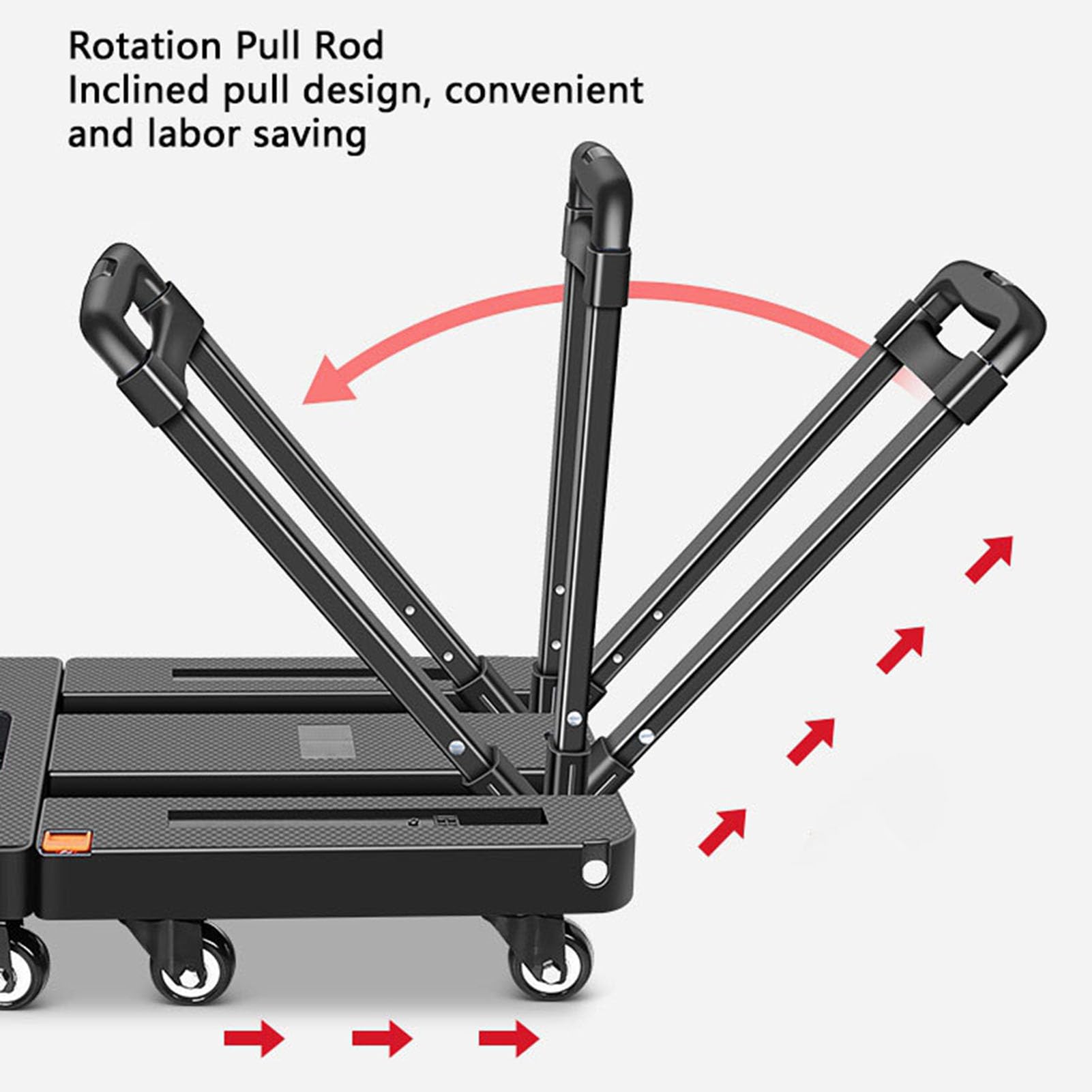 Cocoarm Carrello Pieghevole, Carrello a Pianale in ABS con 6 Ruote, capacità 500 Libbre, Piattaforma Allungabile da 17 a 22 Pollici, Freno e 2 Corde, a Mano Pieghevole per Bagagli da Viaggio,