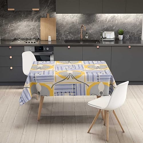 Miniatura 2 de Art Nouveau - Mantel rectangular de flores pastel para mesa, para fiestas de Navidad, 54 x 54 pulgadas