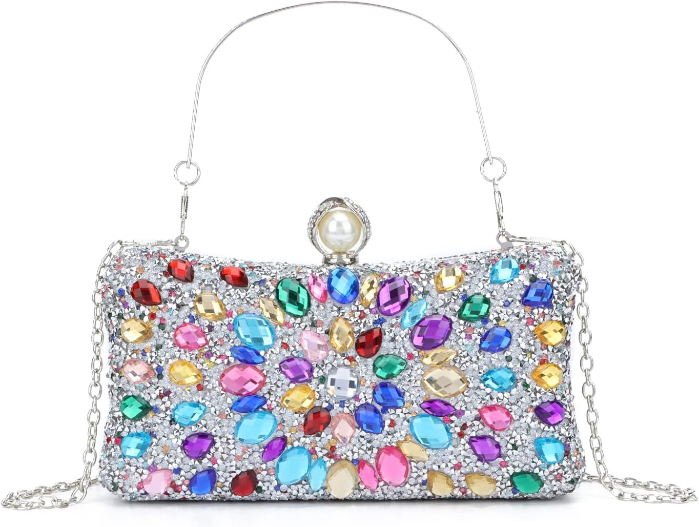 Lanpet Women Clutches Multicolor Crystal Rhinestone Evening Handbag Chain Strap Shoulder Bag | Crystal, Rhinestone, Evening, Chain Strap