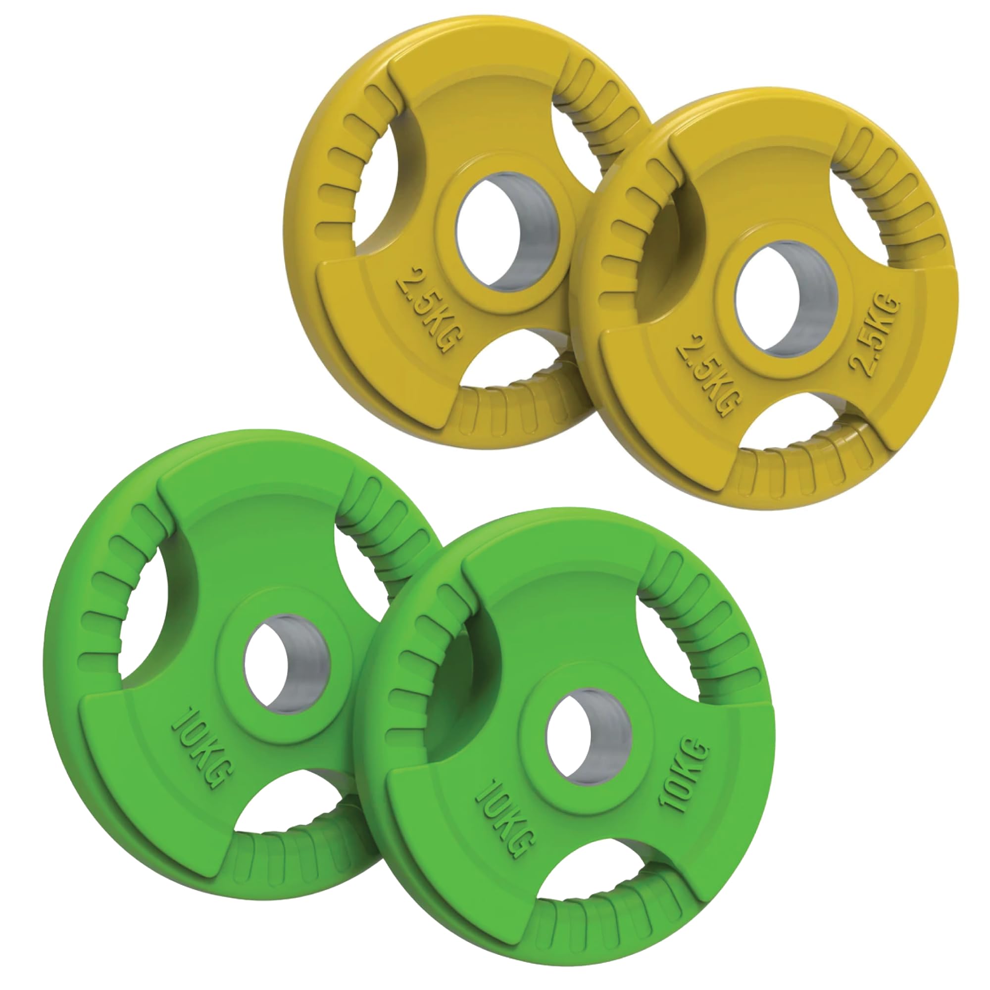 Monstershop Unisex Multi Olympic Tri-Grip Rubber Weight Plates Colour Pairs Sets 25Kg Set