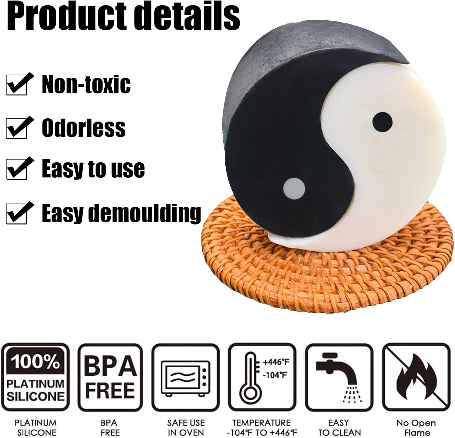2 Pcs Tai Chi Yin Yang Candle Silicone Molds, 3D Candle Mold for Candle Making, Epoxy Resin Moulds for DIY Art Crafts Chocolate Fondant Beeswax Scented Soap Making Home Decor…
