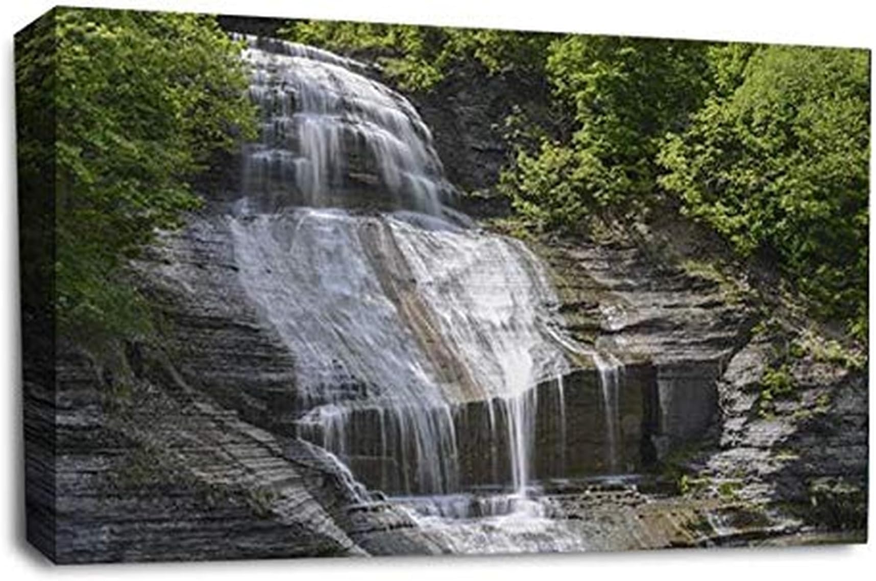 Waterfall Forest Wall Art Picture Framed Canvas Print | Ready to Hang | Modern Wall Art for Living Room, Bedroom & Office