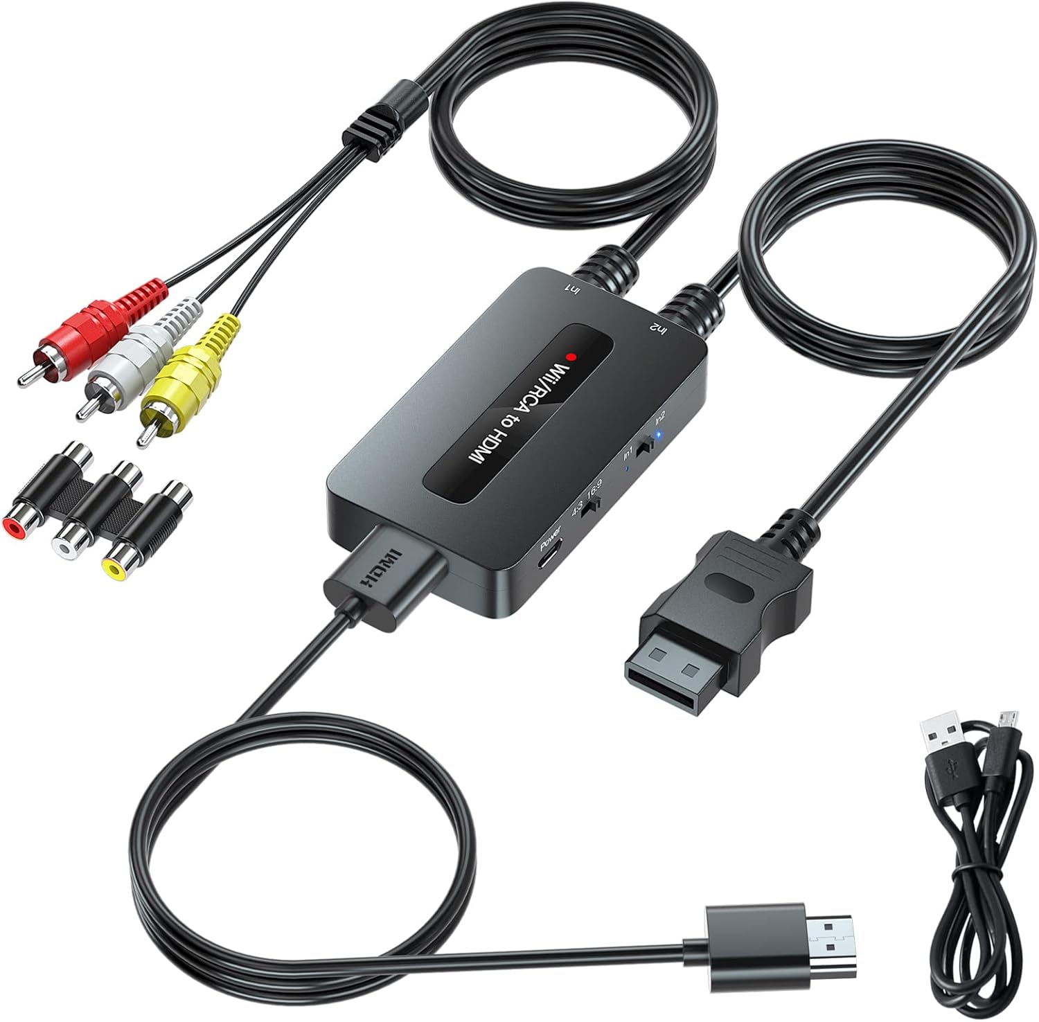 2 In 1 RCA/Wii to HDMI Dual Mode Converter, Support 43/169 Aspect