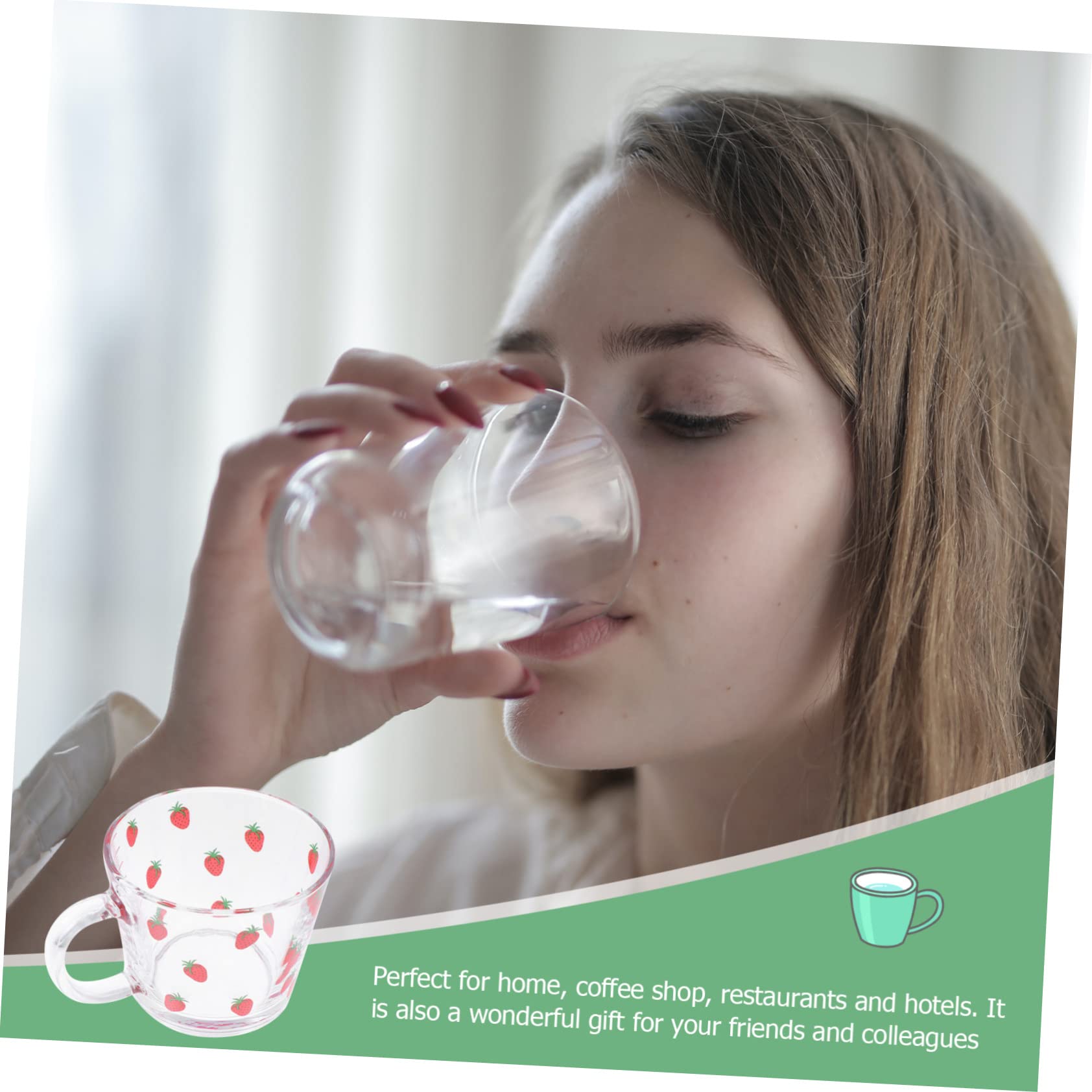 Garneck Glass Scale Milk Cup Wide Mouth Cold Water Drinking Glass for Family Friends