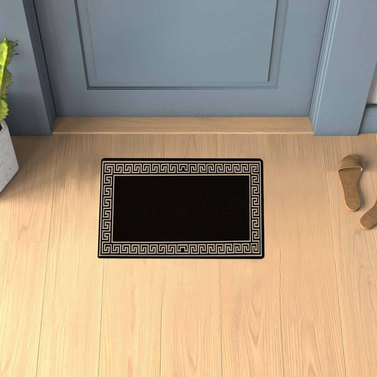 renoazul® Non-slip Door Mat With Bordered Design Welcome Mat, 40 X 60 cm - Black-Beige - Greeky Washable Rug For Living Room, Garden, Bedroom Corridor And Kitchen Rug. — image 1