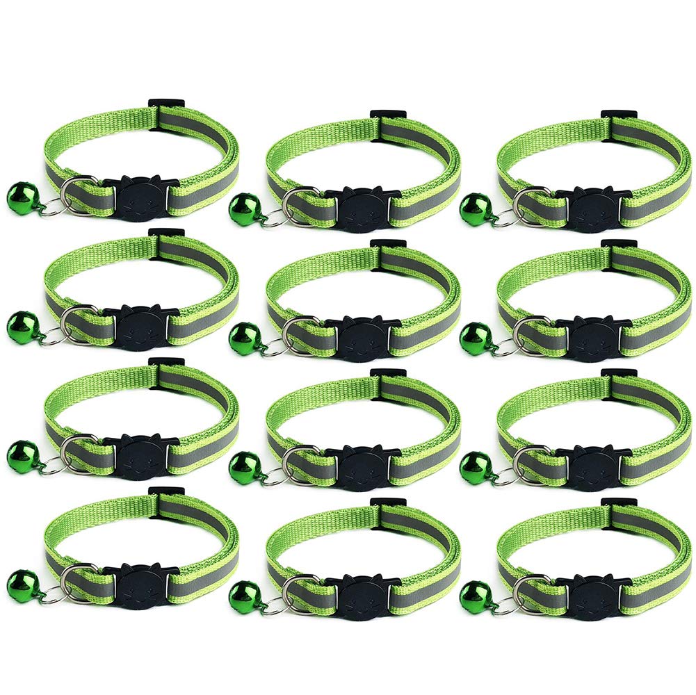 Collares de gato reflectantes para paseos nocturnos seguros en el jardín pack de 12