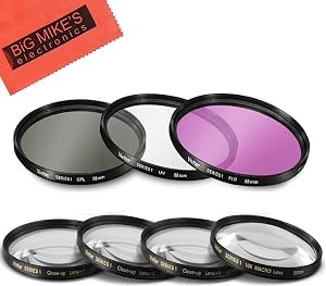 58mm 7 Piece Filter Set Includes 3 PC Filter Kit (UV-CPL-FLD-) and 4 PC Close Up Filter Set (+1+2+4+10) for Canon, Nikon, Olympus, Pentax, Sony, Sigma, Tamron SLR Lenses, Digital Cameras & Camcorders