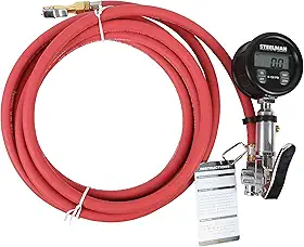 Steelman Inflador De Pneus Digital Com Manômetro, Mangueira Pneumática Flexível De 4,5 Metros (15 Pés), 0-150 Psi, Capa Protetora.