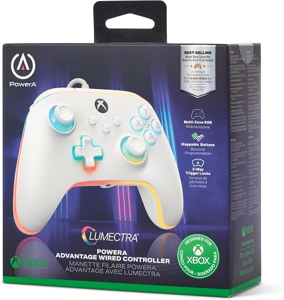 Power A Mando con cable Advantage para Xbox Series X|S con Lumectra - Blanco, mando, mando para videojuegos con cable, mando para juegos, Xbox One, con licencia oficial - 2