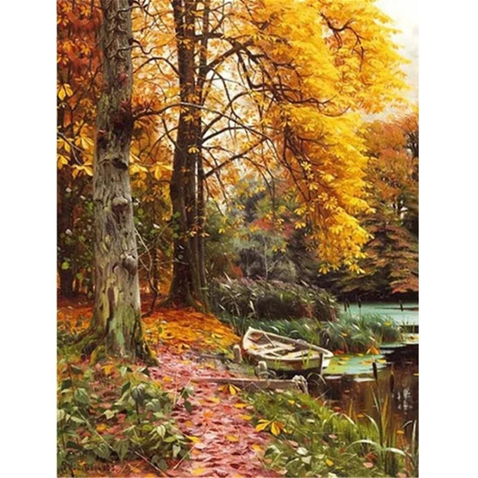 Yoonqun Diamond Painting Kit Waldbaum DIY 5D Diamant Malerei Set Vollbohrer Nach zahlen Kreuzstich Stickerei Crystal Strass Mosaik Gemälde Kunst Handwerk für Mauer Dekor Round Drill 100x120cm