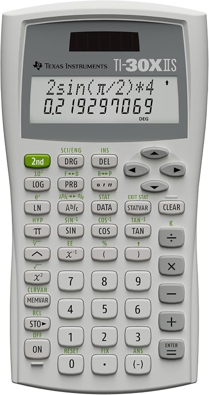 Calculadora científica TI-30XIIS, blanca | Calculadora de dos líneas; Estadística y Funciones Científicas Avanzadas