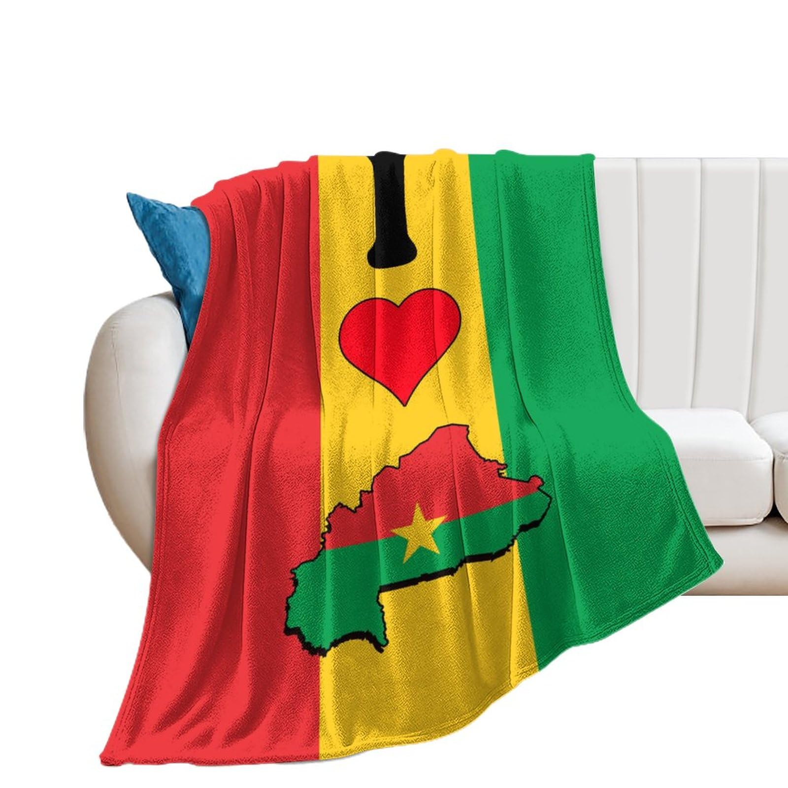 Couverture Burkina Faso en flanelle 178x203 cm pour lit et canapé