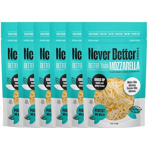Dairy-Free, Vegan Mozzarella Cheese That Melts Perfectly, Plant-Based, 7 oz 6-PACK, Lactose Free Cheese with No Allergens, Non Dairy Cheese.
