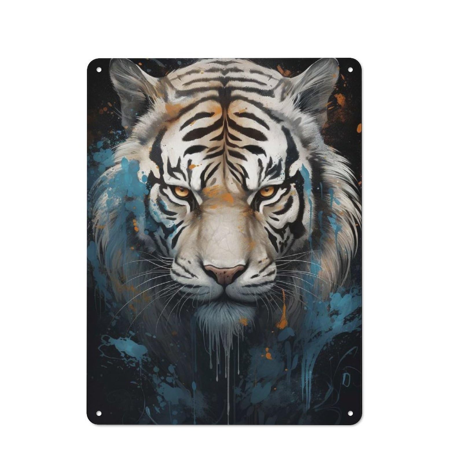 Metal Wall Sign 40x30cm Featuring Tiger Painting for Pub Or Café, Housewarming Wall Decor for People Furnishing Pub And Café