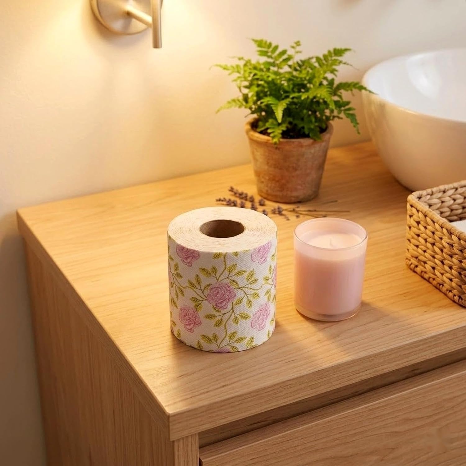 LOGOFUN 4 Rolls Flower Flower Pattern Toilet Tissues Floral Printing Napkin Paper Novelty Hand Towel Napkins Elegant Paper Roll