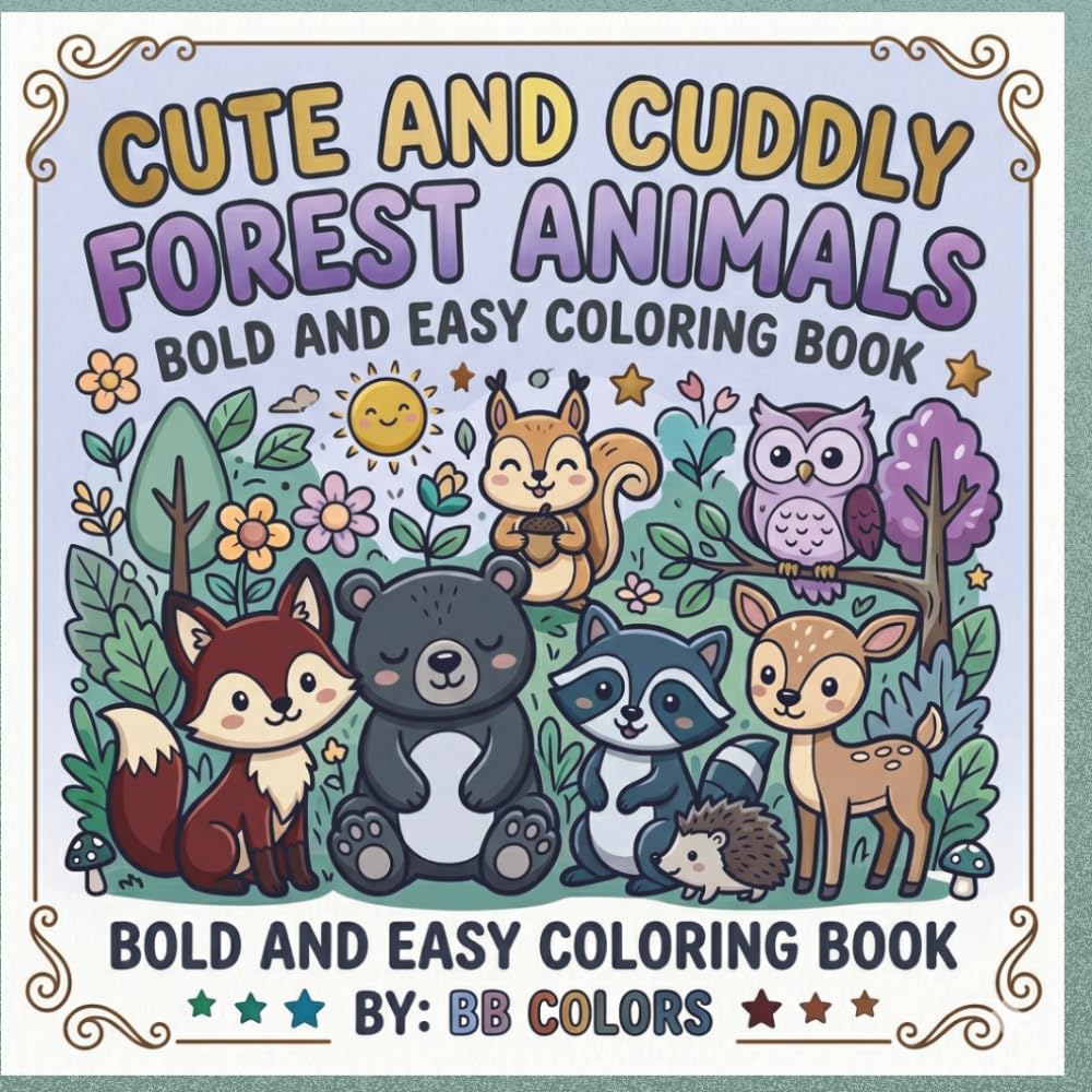 CUTE AND CUDDLY FOREST ANIMALS: BOLD AND EASY COLORING BOOK