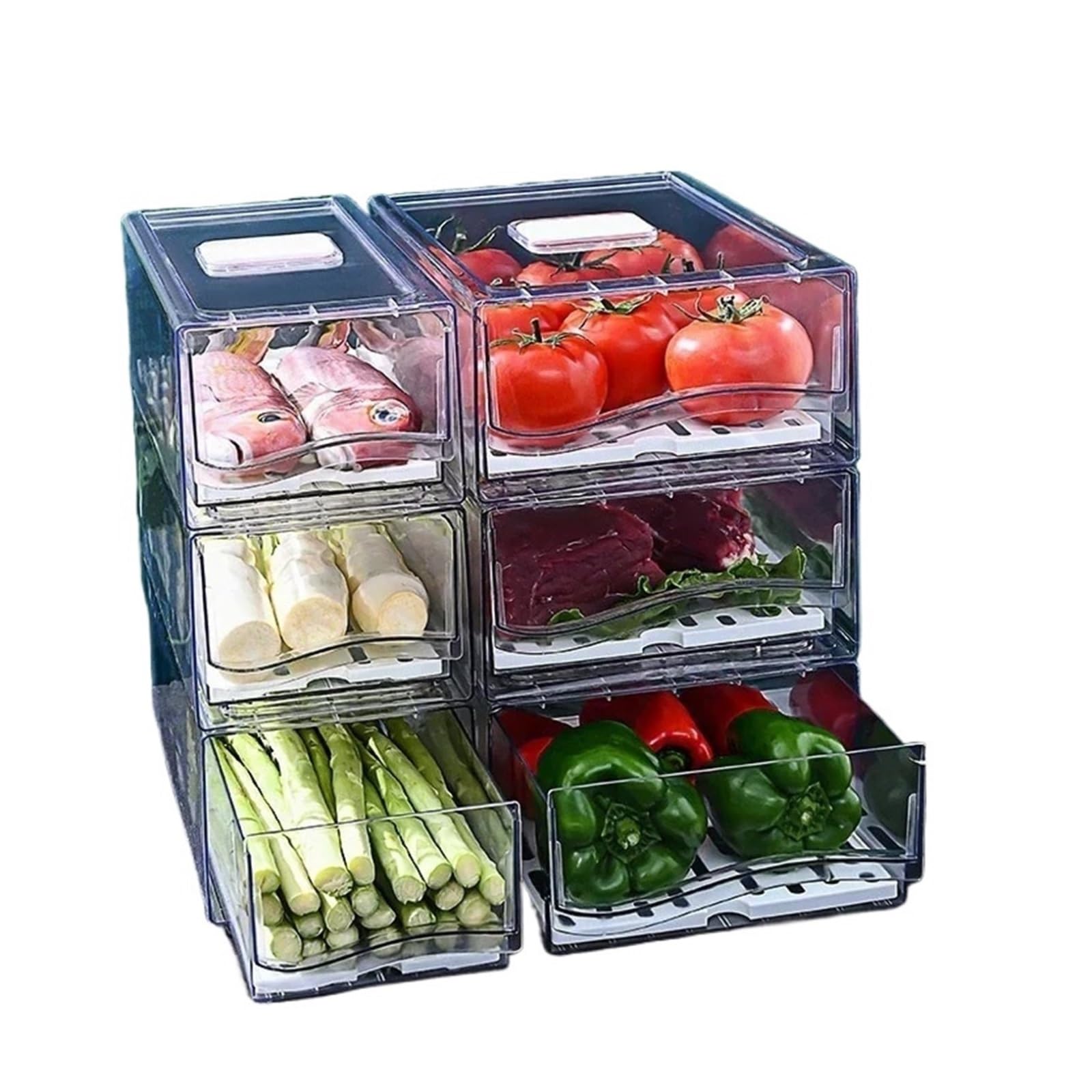 WEIJTLBOD Kitchen Refrigerator Storage Box Drawer-type Fresh-keeping Food-grade Egg Meat Vegetable Fruit Food Frozen Finishing(L)