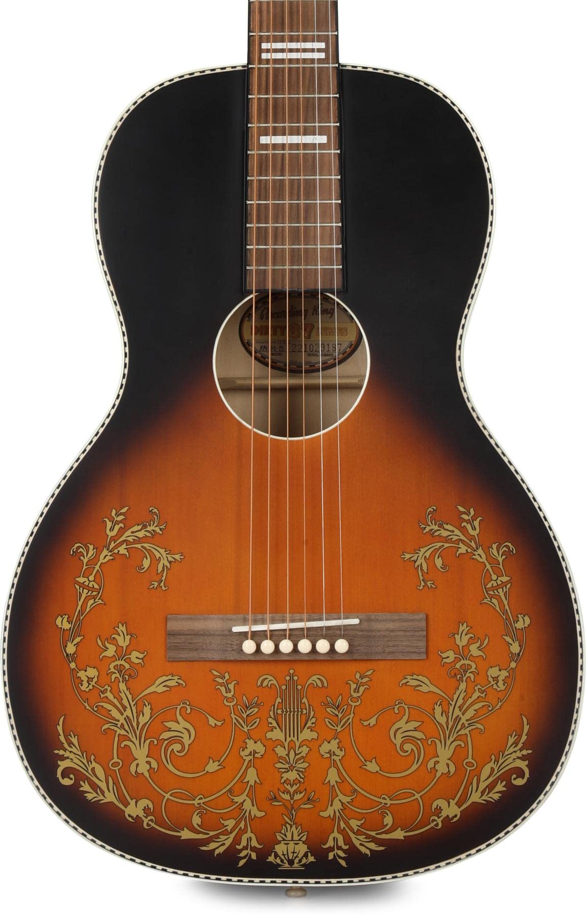 Recording King Dirty 30s Series 7 Single 0 "Golden Strings" Acoustic Guitar - Tobacco Sunburst, Sweetwater Exclusive