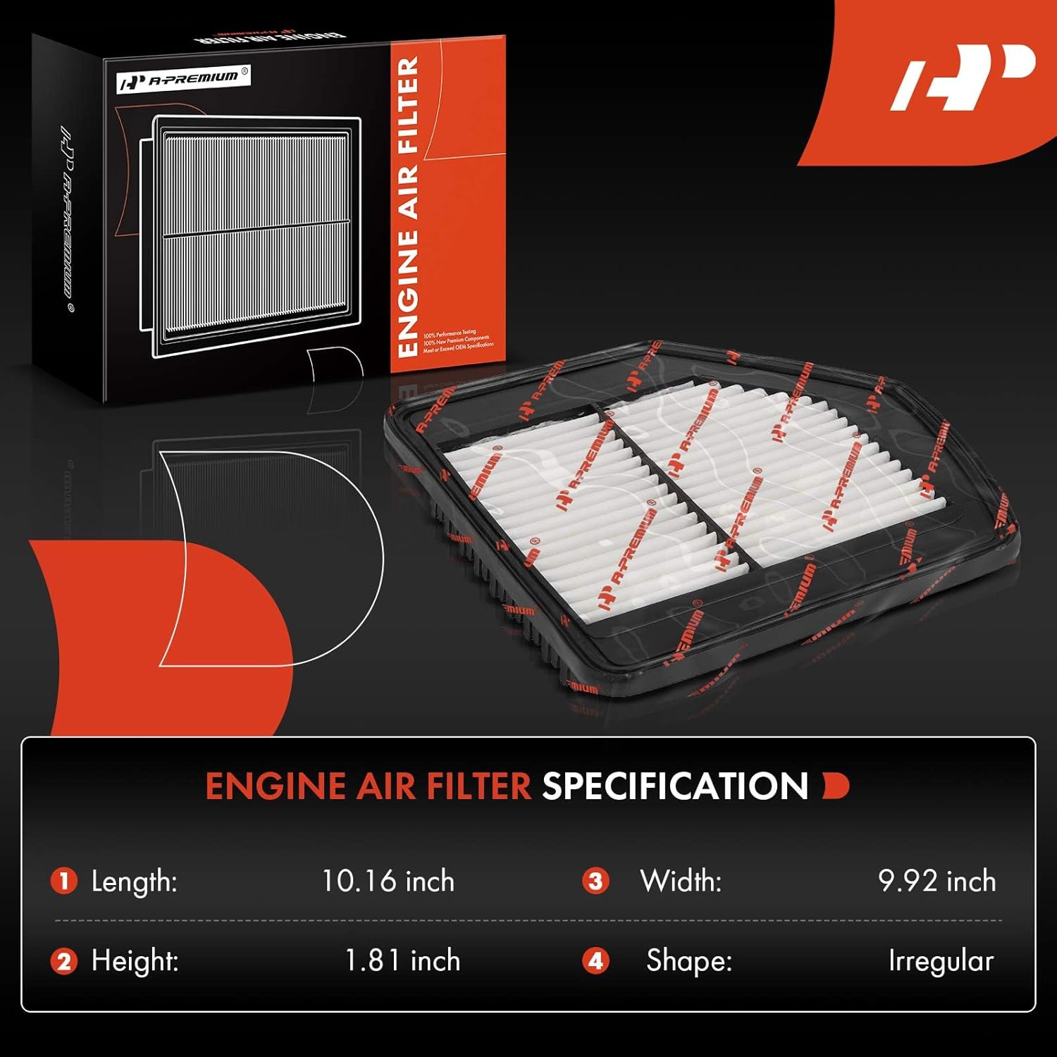 A-Premium 2-PC Engine Air Filter Compatible with Hyundai Genesis 2015-2015 & Genesis G80 2018-2020, G90 2017-2022 & Kia K900 2019-2020, 3.3L 5.0L, Replace# 28127B1000