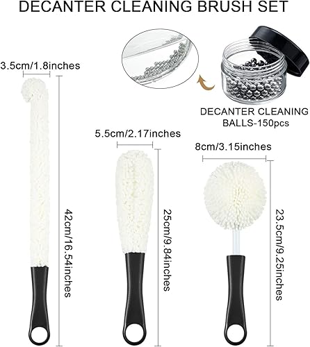 Miniatura 2 de Boao Juego de 3 cepillos de limpieza para decantadores, cepillo limpiador de copas de vino, juego de cepillos de limpieza de botellas flexibles con