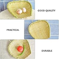 Vista 4 de Cabilock Cesta de drenaje de bambú, cesta tejida de bambú, cesta de tejido de mimbre, colador de almacenamiento de alimentos, organizador