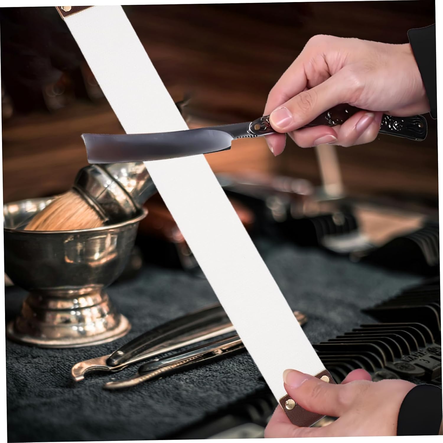 Vaguelly Professional Dual-layer Canvas Razor Strop for Easy Sharpening and Lightweight Polishing Strap for Shaving Blades and Scissors