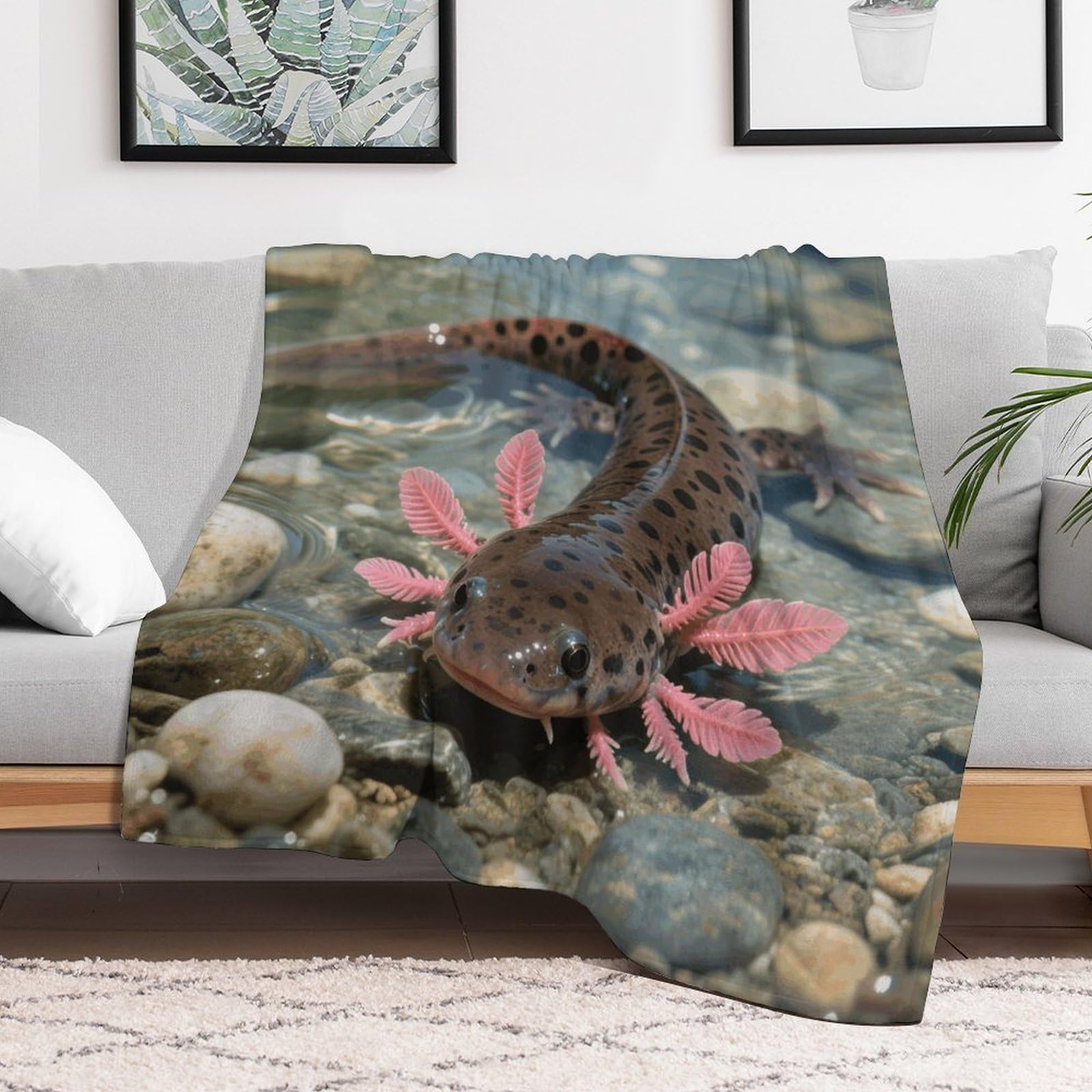 Custom Axolotl Blanket Lightweight Flannel Fleece Throw for Couch Sofa Bed Luxury Soft Cozy Plush Lap Bedtime Blanket for All Seasons Bedroom Home Decor Gifts 30x40