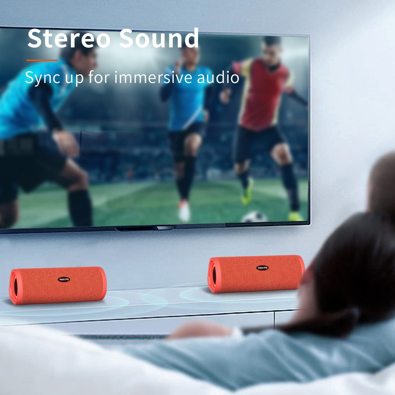 HEYSONG Bluetooth Speaker with Light, Music Box, Portable Bluetooth Box with IPX7 Waterproof, 360° Stereo Sound, Rich Bass, 40 Hours Battery, Wireless Speaker with TF for Home, Garden, Sky Blue