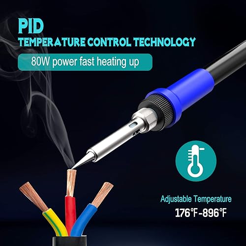 Miniatura 4 de Estación de soldadura, kit de soldador digital de 110 V 80 W con control inteligente de temperatura (176 °F-896 °F), estación de soldadura de sueño