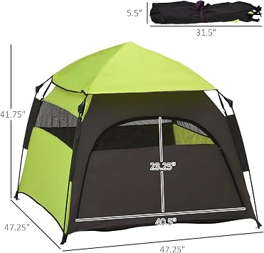 Kaimei Spacious Pop Up Dog Tent for Extra Large & Large Dogs, Portable Pet Camping Tent with Carrying Bag for Beach, Backyard, Home