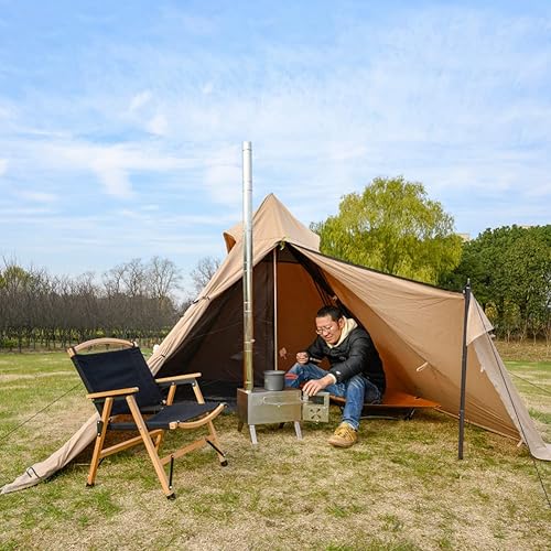 Miniatura 2 de Tienda piramidal para 2 personas Tienda de campaña de lujo Tipi para Caza Equipo Familiar Mochilero Camping Senderismo - Camping Yurt Tent