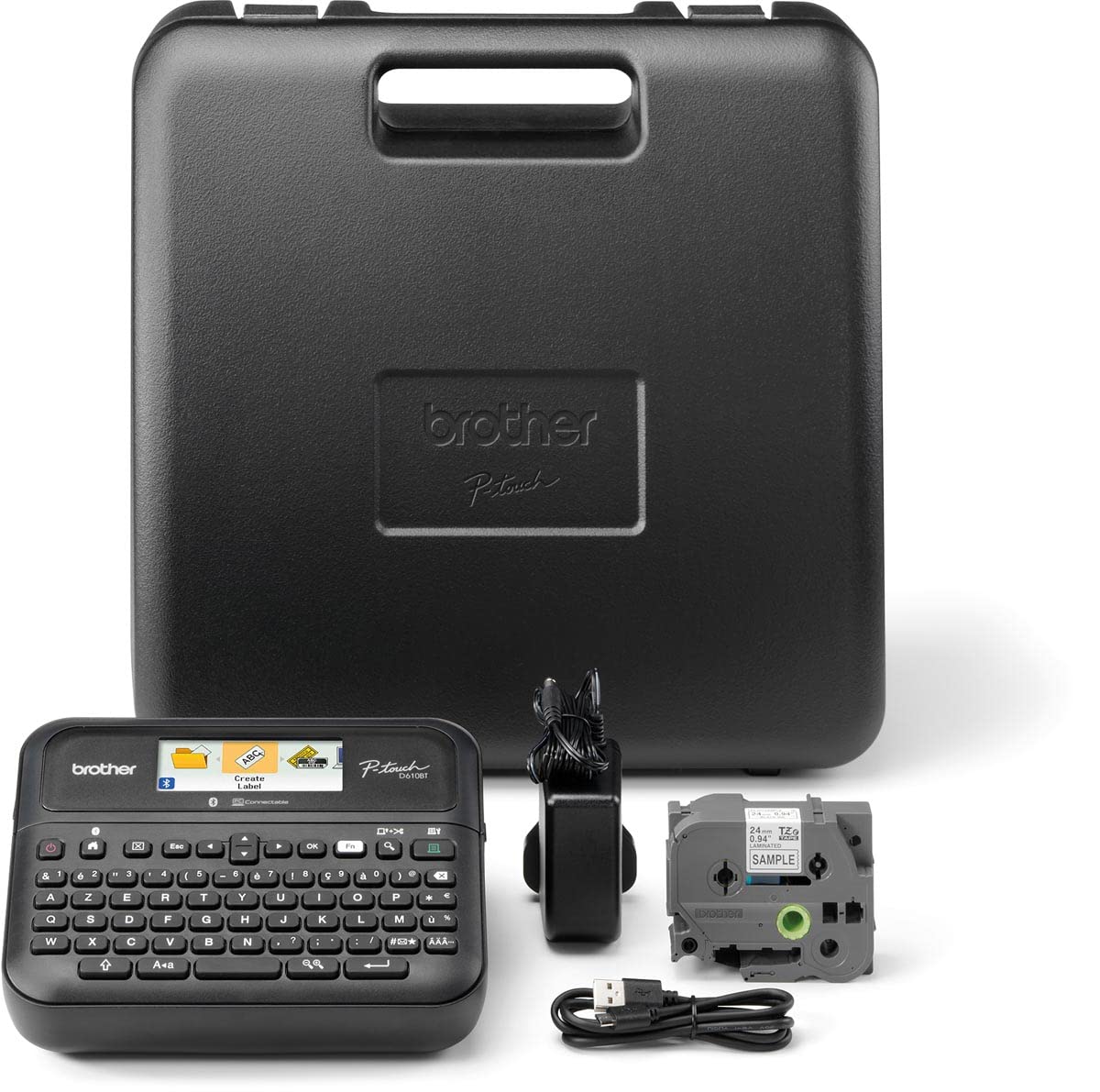 BROTHER P-TOUCH PT D610BTVP Etiqueteuse | Clavier Azerty, écran LCD | Connexion Bluetooth |Rubans jusqu'à 24 mm de large| Avec Malette de Transport et Adaptateur Secteur