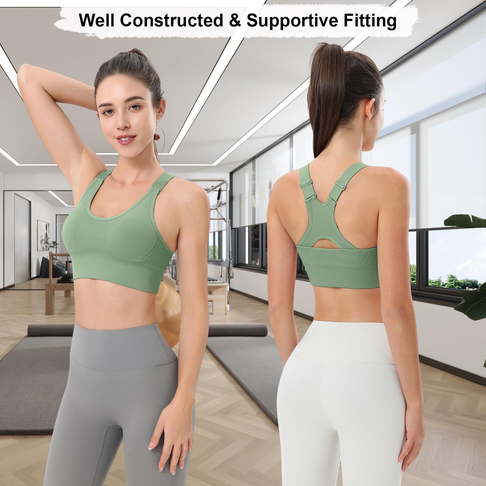 Sujetador Deportivo Mujer Top Deportivo Alto Impacto Bra Almohadillas Extraíbles Bra Top sin Aros para Yoga Fitness Gimnasio
