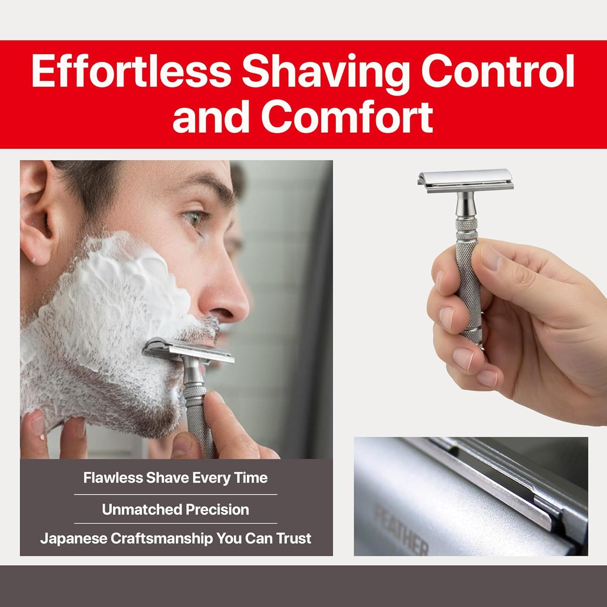 Jatai Feather Stainless Steel Double Edge Razor with Stainless Steel Stand, Extra Blades, & Gift Box by Jatai