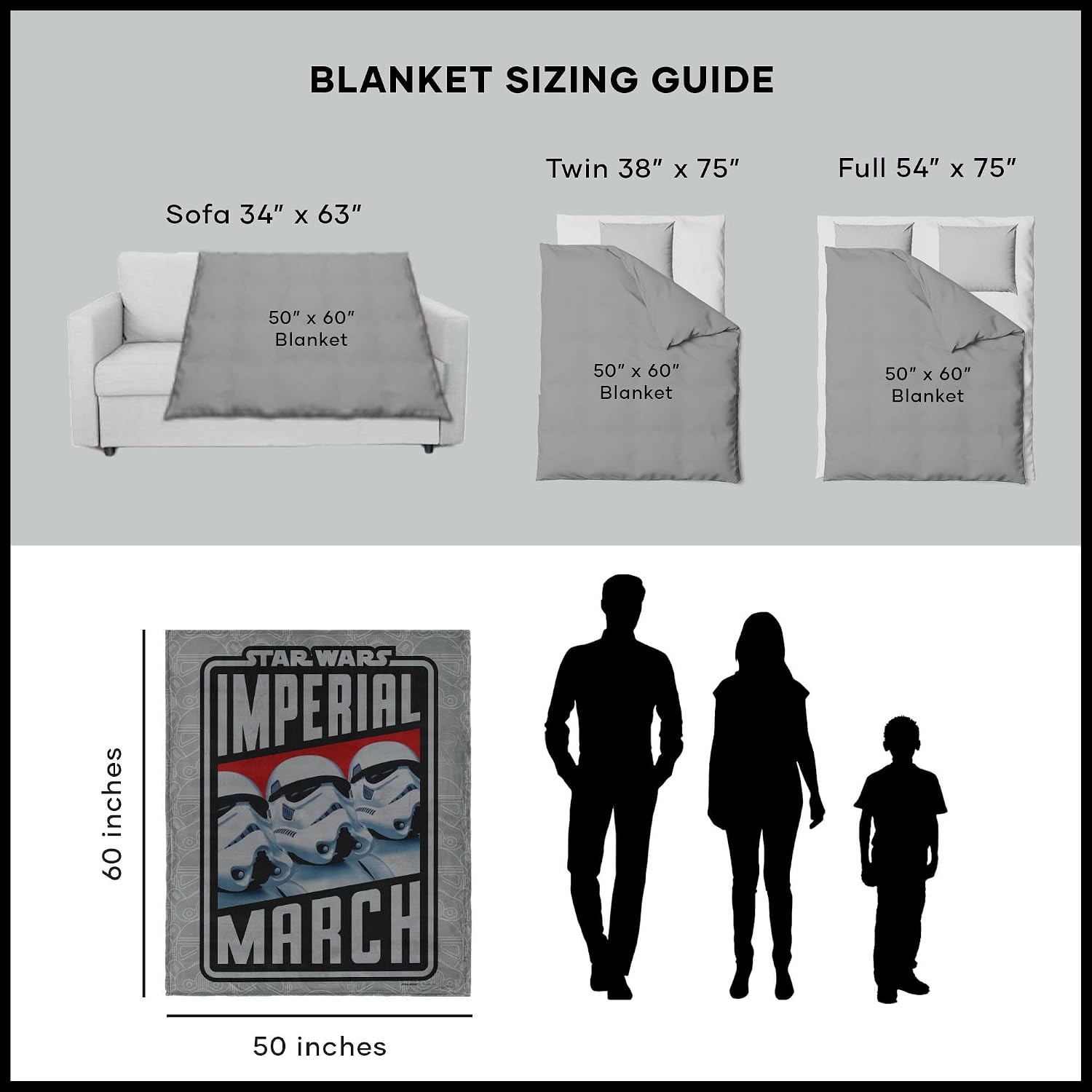 Northwest Star Wars Silk Touch Sherpa Throw Blanket, 50" x 60", Imperial March 2