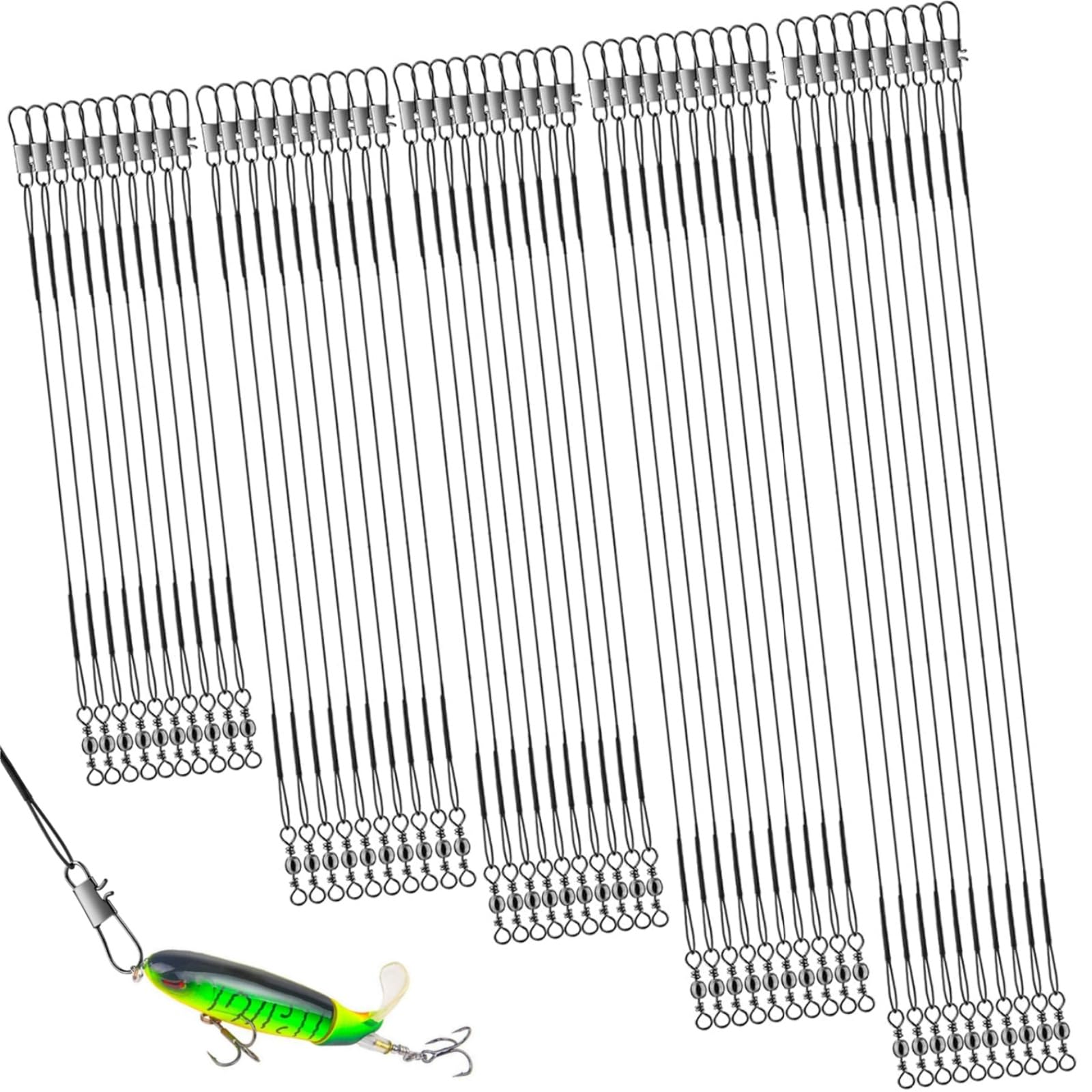 Ensemble de bas de ligne en acier inoxydable pour brochet pêche 50 pièces 5 tailles